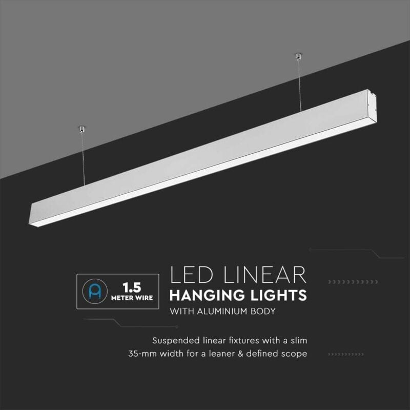 V-tac - led Slim Linear Light - Samsung - IP20 - Silver - 40W - 3300 Lumens - 4000K