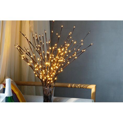 lampes à LED (20 LED) en forme de branche de saule, alimentées par piles, pour décorer un vase ou votre intérieur.