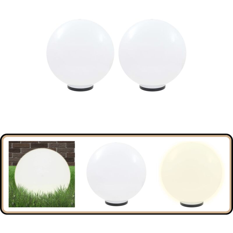 Lampes à led sous forme de boule 2 pcs Sphérique 50 cm pmma - Lampe Extérieure - Éclairage Extérieur - Lampadaire - Luminaire De Jardin - Décoration