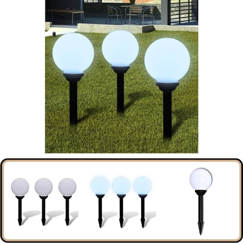 Lampes d'allée à led 3 pcs 20 cm avec piquet de sol - Lumieres Exterieures - Lampes Solaires - Decoration Jardin - Éclairage Led - Luminaire Solaire