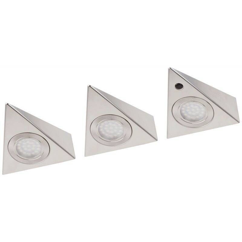 Müller-Licht Trios Lampe LED pour dessous darmoire avec détecteur LED LED intégrée 8 W blanc chaud argent