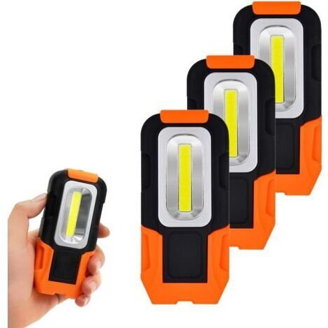 Lampes de Baladeuse a LED Lampe Torche Poche de 3W COB LED Portable Magnetique Pôles AAA pas Incluses, Lampe Pliable avec Base Magnétique et Crochet Lot de 3 de Enuotek [Classe énergétique A+]-