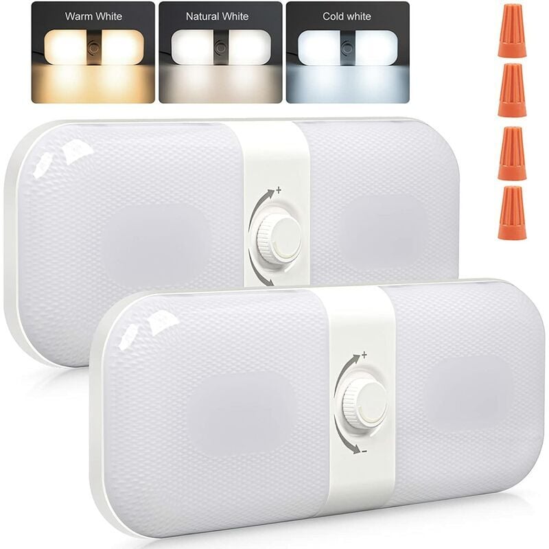 Fei Yu - Lampes de camping-car intérieures 1700 lm, 3 couleurs tem Camper Lights, luminaire led 12 v à intensité variable, plafonnier rv avec