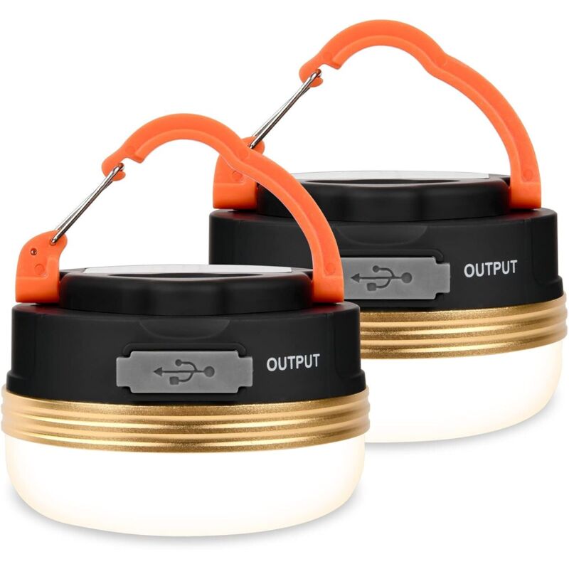 Lampes de Camping LED USB Rechargeables, Lumière Tente avec Base Magnétique Tente D'extérieur Portable SOS Light 4 Modes avec Crochet IP43 Étanche