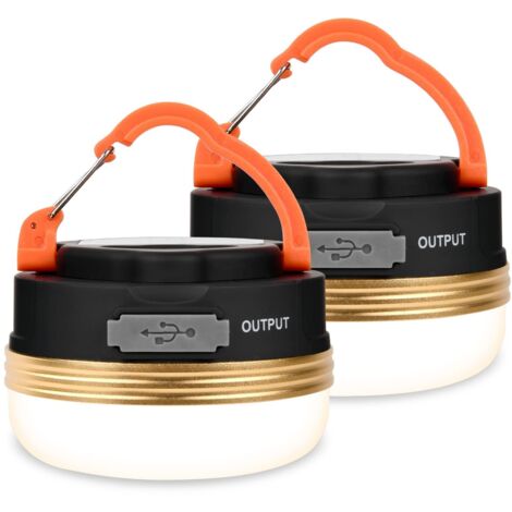 Lampes de Camping LED USB Rechargeables, Lumière Tente avec Base Magnétique Tente D'extérieur Portable SOS Light 4 Modes avec Crochet IP43 Étanche pour Randonnée,Pêche,Urgence (2PCS)