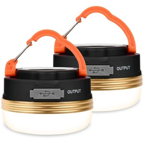 Lampes de Camping LED USB Rechargeables, Lumière Tente avec Base Magnétique Tente D'extérieur Portable SOS Light 4 Modes avec Crochet IP43 Étanche pour Randonnée,Pêche,Urgence (2PCS)