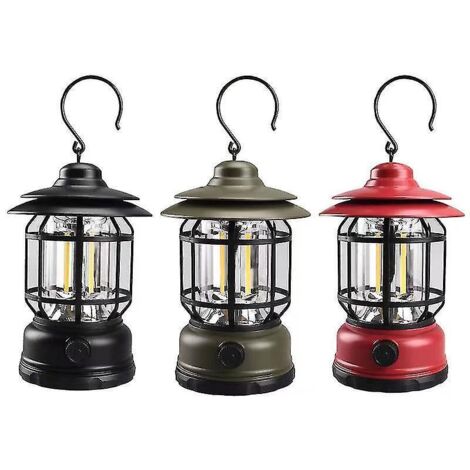 Lampes de camping rétro portables pour le camping en extérieur, éclairage professionnel pour tente, à piles, rouges