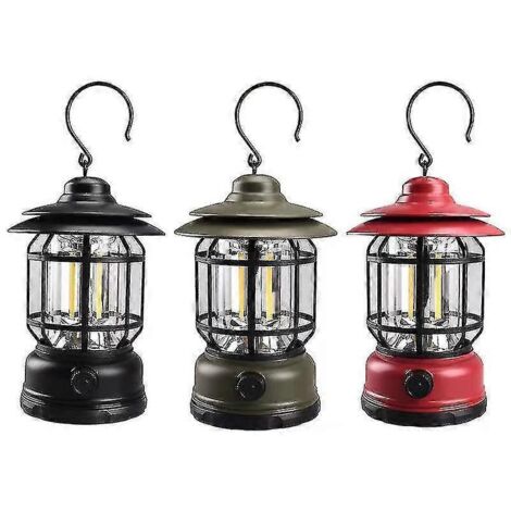 Lampes de camping rétro portables pour le camping en extérieur, éclairage professionnel pour tente, à piles, rouges