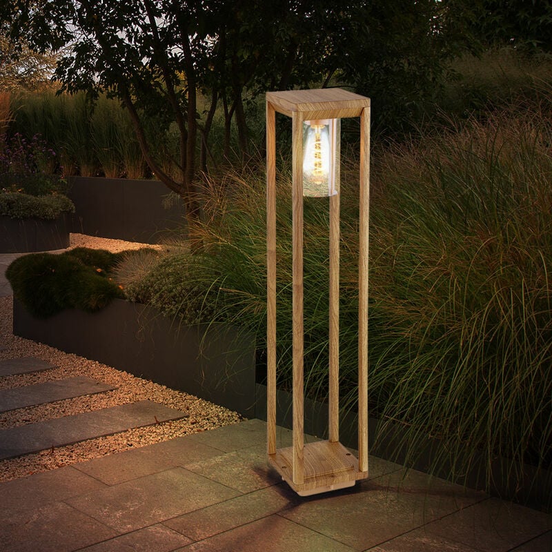 Etc-shop - Lampes de chemin lampadaire aspect bois éclairage de chemin extérieur jardin balcon borne lumineuse extérieur, aluminium, IP44 résistant