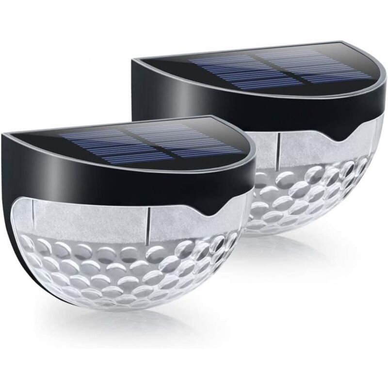 Lampes de clôture solaires, lumières de pont, éclairage extérieur étanche, lumière blanche 2 pièces (noir) Lampes de clôture solaires, lumières de pont, éclairage extérieur étanche, lumière blanche 2 pièces (noir)