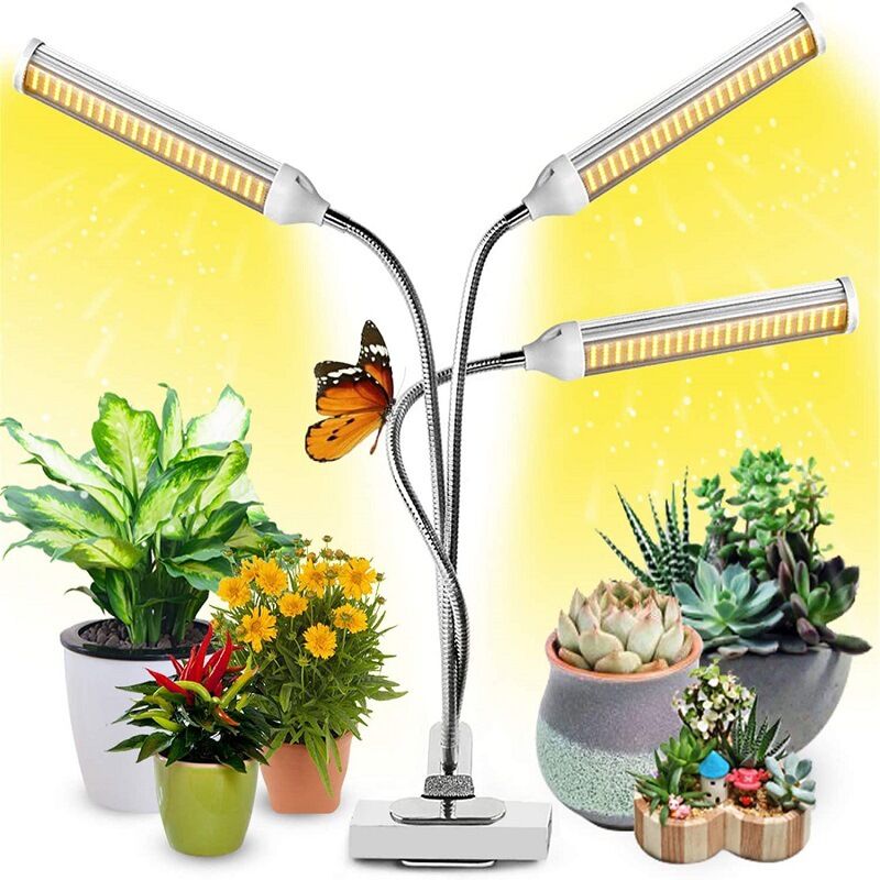 Lampes de culture pour plantes d'intérieur, 315 led à spectre complet avec 10 niveaux d'intensité variable, marche/arrêt automatique et minuterie