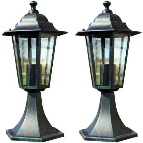 Lampes de jardin 2 pcs Vert foncé/Noir Aluminium