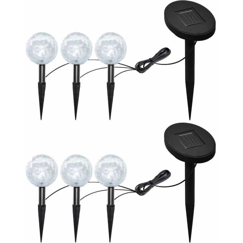Lampes de jardin à led 6pcs Ancrage à piquet et panneau solaire