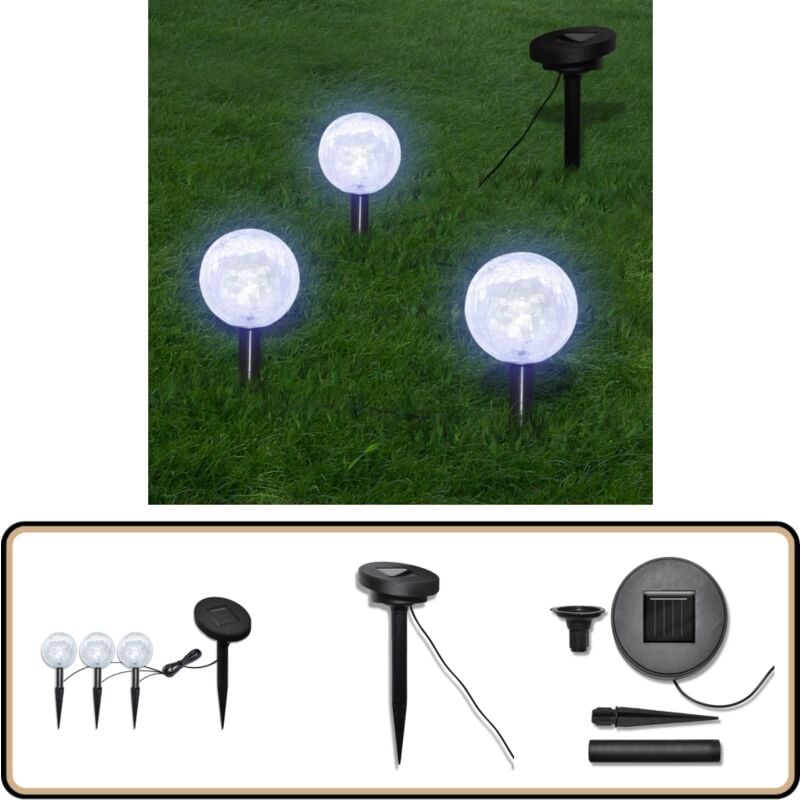 Lampes de jardin led solaires 3 pcs avec piquet de sol - Lumieres Exterieures - Éclairage Solaire - Lampes Solaires - Décoration Jardin - Luminaires