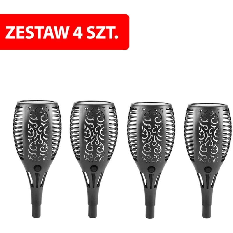 Lampes de jardin solaires LED, torches à flamme, lot de 4