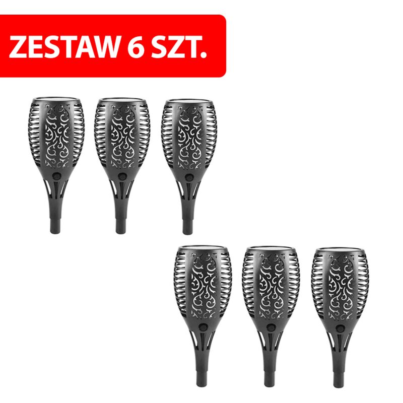 Lampes de jardin solaires LED, torches à flamme, lot de 6