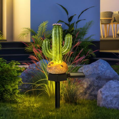 Lampes de jardin solaires, lumière de piquet de jardin cactus mignonne, lumières solaires décoratives de jardin étanches pour l'extérieur, lumière décorative de paysage pour pelouse et jardin à l'exté