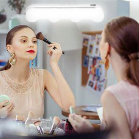 Lampes de maquillage portables 4 LED, lampe de miroir de courtoisie rechargeable sans fil, miroir coiffeuse led, kit de lampe murale de maquillage pour salle de bain,Lampe de Maquillage Portables