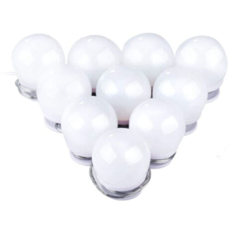Lampes de miroir à coller, 10 ampoules, éclairage LED pour coiffeuse, câble USB, éclairage réglable, éclairage froid et chaud, éclairage de vanité pour salle de bain et chambre à coucher