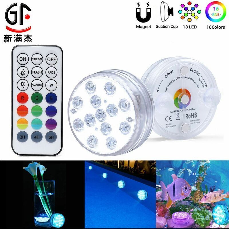 VURAHOME - Lampes De Piscine A Led Submersibles Pour Piscines Hors Sol, Etanches Ip68 Avec Telecommande Rf 200 Ft, 4 Ventouses, 16 Couleurs