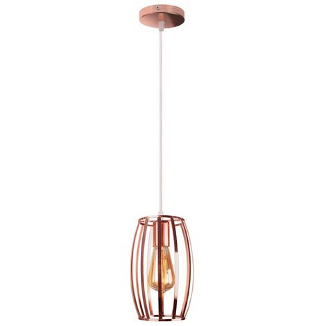 Lampes de Plafond Abat-Jour forme Olive Suspension Lustre Cage Douille Eclairage Style Industrielle E27 Or rose