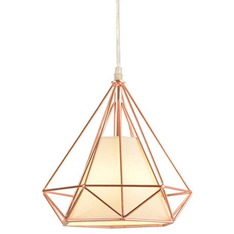 Lustre Suspension Vintage Rétro Industrielle Cage en Métal Plafonnier Luminaire Doré Rose 1PCS