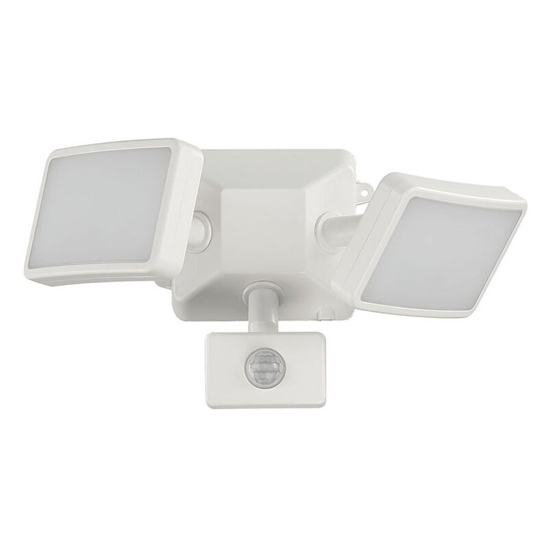 Projecteur led blanc avec détecteur de mouvement réglable,Projecteur extérieur led à double tête,Étanche IP54,1200 lm,18W,6500 k blanc lumière du