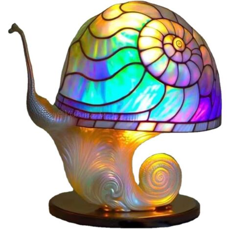 Lampes de table colorées en forme d'escargot, objets de décoration de bureau de style champêtre européen, lampes de table escargot arc-en-ciel