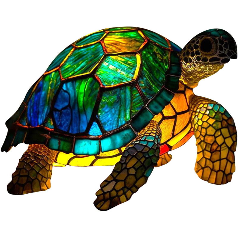 Lampes de table en forme d'animaux, veilleuses vintage en vitrail représentant un loup, un cheval, un dauphin, un hibou et une tortue, lampes de