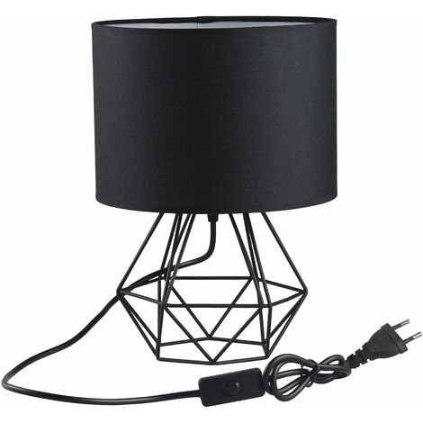Lampes de table industrielles modernes en métal vintage Lampes de bureau - Lampe de table de chevet de style panier Angus 15,35 pouces de hauteur Lampe de lecture Lampe de travail pour bar de bureau d