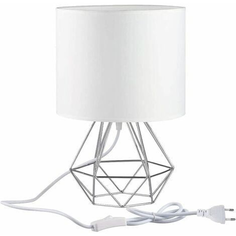 Lampes de table industrielles modernes en m��tal vintage Lampes de bureau - Lampe de table de chevet de style panier Angus 15,35 pouces de hauteur Lampe de lecture Lampe de travail pour bar de bureau de chevet, blanc.