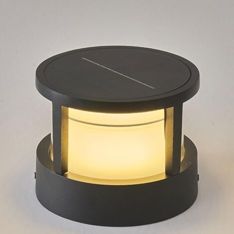 Lampes en métal 6,3 pouces, borne solaire pour portail, éclairage d'extérieur de style industriel, éclairage de colonne créatif, finition noire ronde, luminaire pour mur de cour, villa