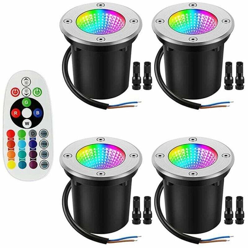 Lampes encastrées RGB, lampes encastrées extérieures 12-24V, avec borniers, lampes paysagères LED basse tension étanches IP67 à changement de couleur