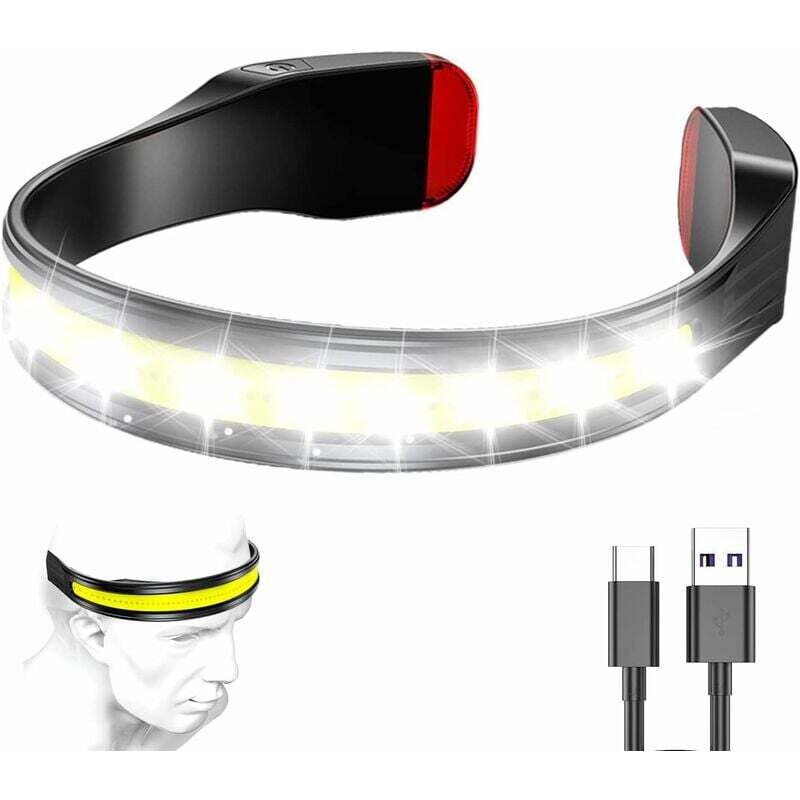 Lampes Frontales Rechargeable-Légère étanche Lampe Frontale LED Ultra Puissante,Torche 230°3 Modes 500 Lumen,Étanche Ipx6 Et Lampe Frontale Arrière