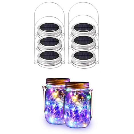 Lampes LED à crochet pour bocaux en verre, lot de 6, 20 LED par lampe, éclairage décoratif extérieur