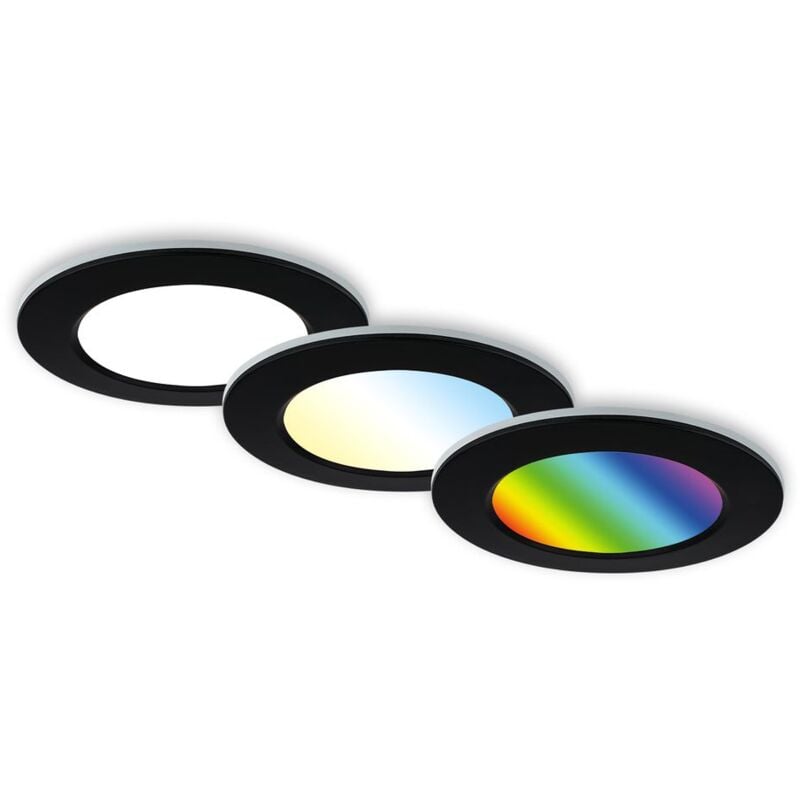 Briloner - Lampes led encastrées salle de bain rgb télécommande dimmable IP65 Ø9,2cm noir