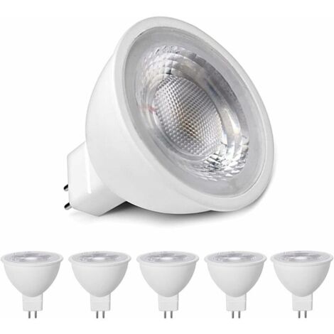 Lampes LED MR16 blanc chaud 3000K, MR16 GU5.3 LED 5W remplacement pour lampe halogène 50W 40W, illuminant LED 500LM, ampoules LED réflecteur AC/DC 12V, pas de scintillement, pas dimmable, pack de 5 [C
