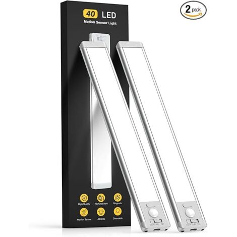 Lampes LED sous meuble lot 2, détecteur mouvement rechargeable éclairage placard cuisine escalier