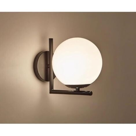 Lampes murales en verre Décoration Balcon Salon Mur Sconces avec E27 Base Lumière chaude Lumière murale,Noir