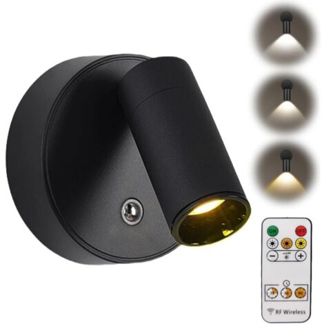 Lampes murales sans fil avec minuterie : lampe murale rotative à 350 °, rechargeable par USB, avec télécommande, montage magnétique, projecteurs LED sans fil pour portraits, plantes et art.