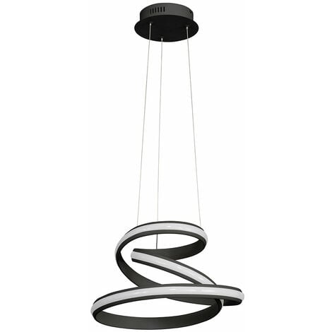 Lampes Plafonniers salon suspendu lampe de table à manger moderne noir LED suspension dimmable, métal incurvé, 32W 2000Lm blanc chaud, DxH 41x150 cm, Wofi 6824.01.10.9420