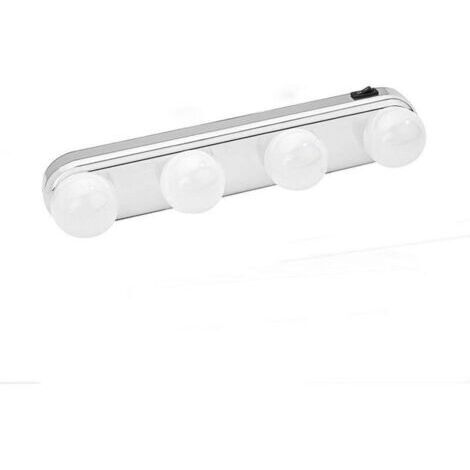 Lampes pour miroir, éclairage de maquillage de miroir avant, lampe de mur, lampe avant de photo de lumière de salle de bains avec 4 ampoules LED et ventouses puissantes