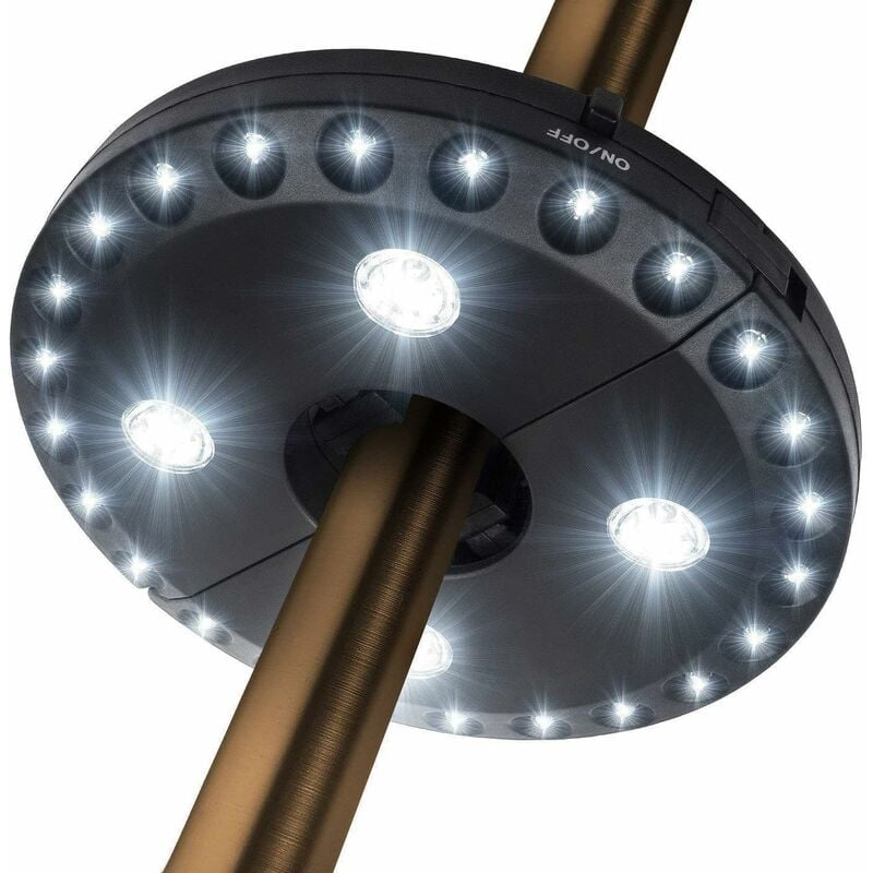 Lampes pour Parasol Patio Parapluie Light 3 Mode de luminosité 28 lumières LED à 220 Lux- 4 x AA à piles, Parapluie bâton léger pour parapluies de