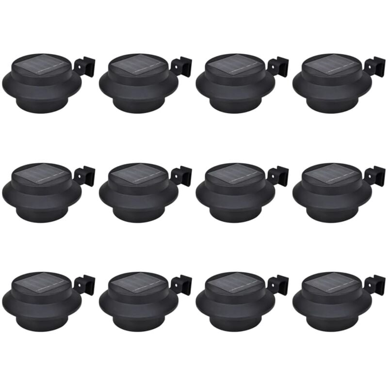 Vidaxl - Lampes solaires à led d'extérieur pour clôture 12 pcs Noir
