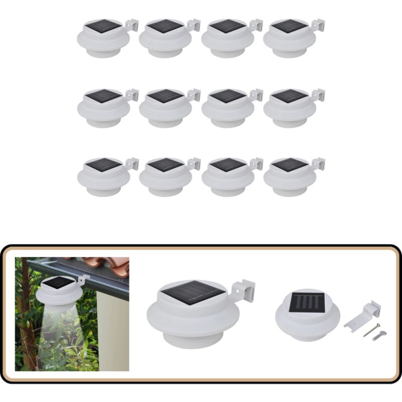 Vidaxl - Lampes solaire à led d'extérieur pour clôture 12 pcs Blanc - Lampe Solaire - Éclairage Extérieur - Led - Luminaire Solaire - Jardin