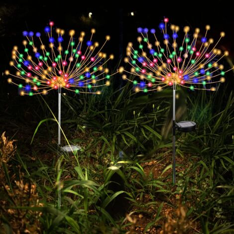 Lampes Solaire Extérieur, 2 Paquets 120 Led Lumière De Feu D'artifice Énergie Solaire - 2 Modes Éclairage Multicolore Pour Jardin, Sapin, Mariage