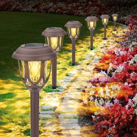 Lumiere Solaire Exterieur, Lot de 2 lampes de jardin avec 6 roses