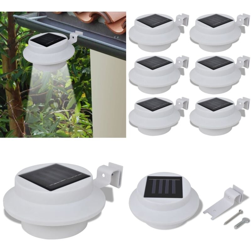 Lampes solaires 6 pcs pour clôture gouttière Blanc - Lampe Solaire - Éclairage Extérieur - Led - Luminaire Solaire - Lampadaire Solaire - Home &