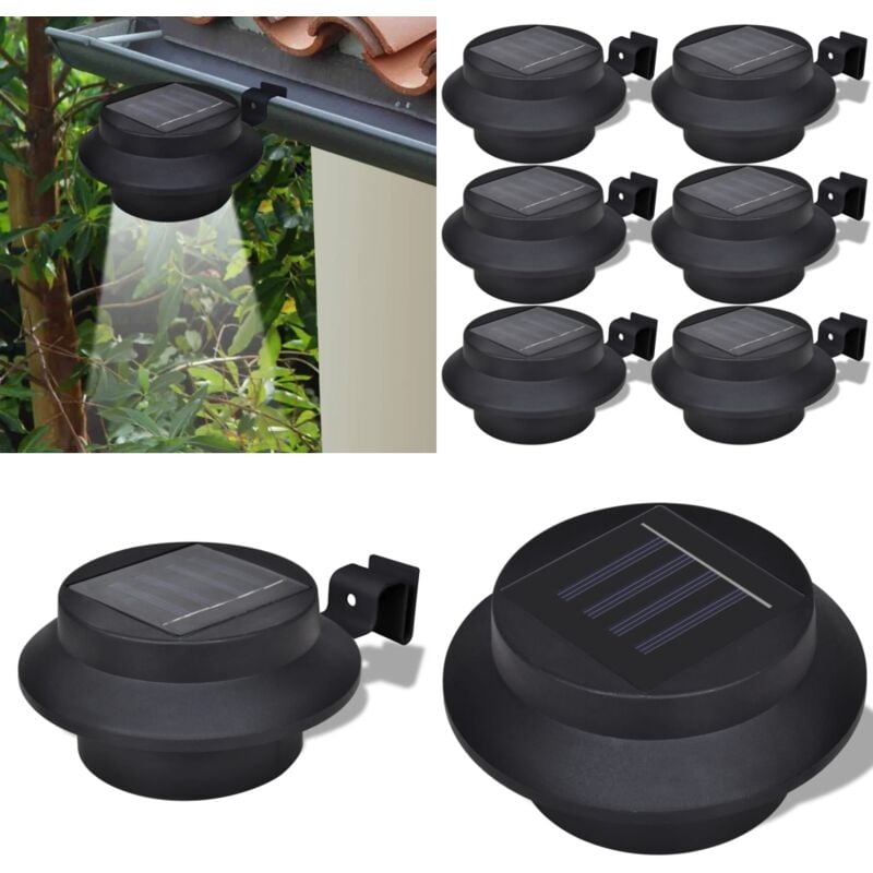 Vidaxl - Lampes solaires 6 pcs pour clôture gouttière Noir - Lampe Solaire - Éclairage Extérieur - Led - Jardin - Terrasse - Home & Living