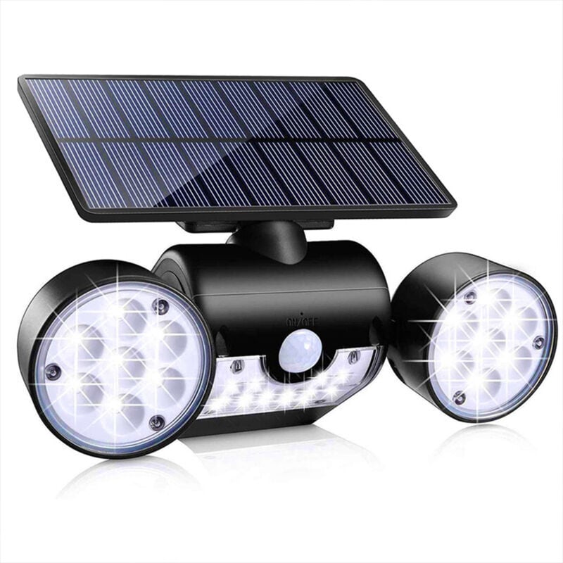 Lampes solaires à capteur de corps, lampes de garage, lampes de route, lampes de jardin extérieures, lampes murales à trois têtes